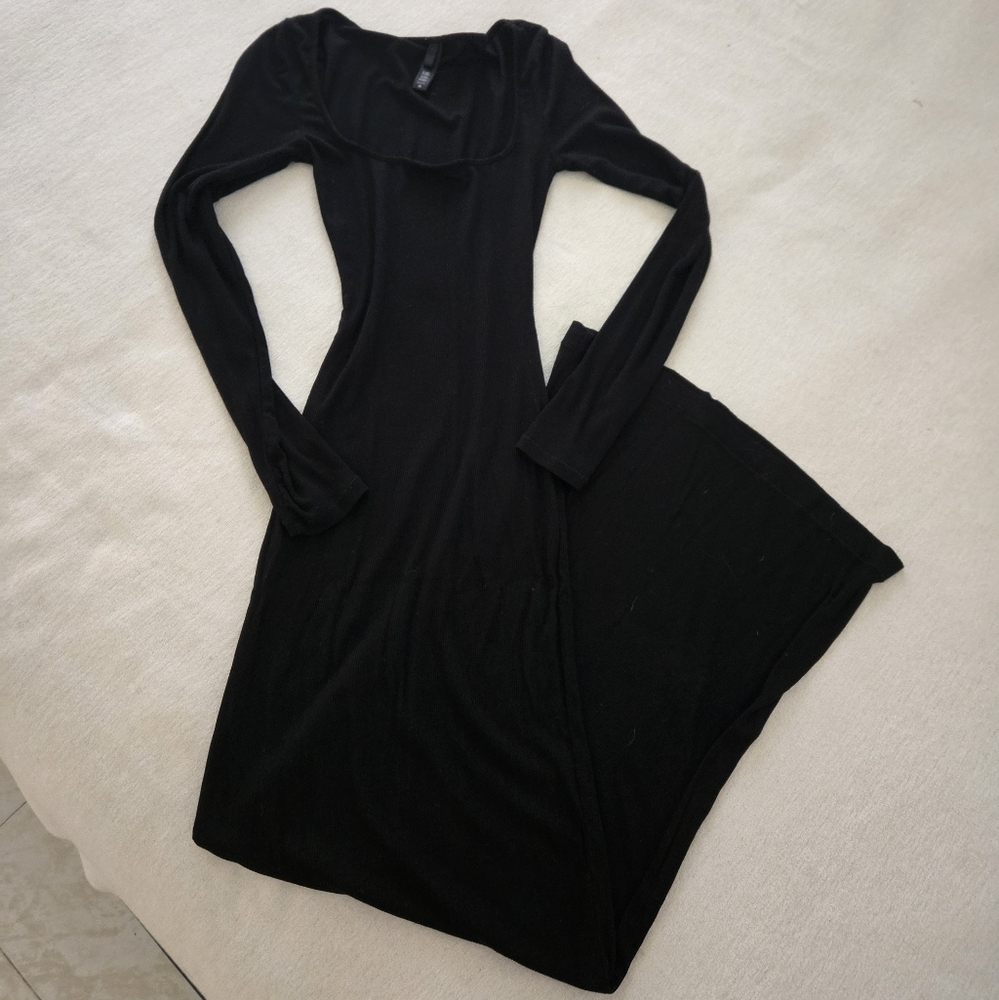 SKIMS Black Long Sleeve Dress